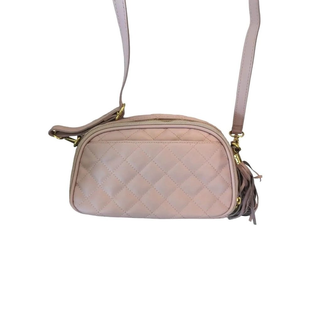Joy & Iman Diamond Quilted Genuine Leather Crossbody with RFID Dark Blush - Picture 2 of 16